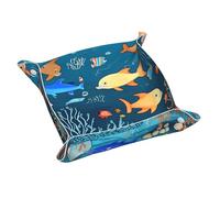 Blue Underwater World of Fish Plateau de rangement en cuir élégant et personnalisé pour petits articles et cosmétiques