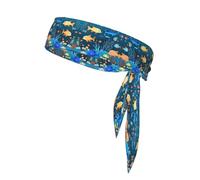 Blue Underwater World of Fish Printing Bandeau de sport absorbant la transpiration Unisexe Convient pour les voyages en plein air et divers sports.