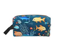 Blue Underwater World of Fish Trousse de toilette de voyage grande capacité pour organiser les articles de toilette et les petits articles Convient pour les voyages quotidiens et la salle de sport