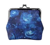 Blue Universe Space Galaxy Imprimé Kiss Lock Porte-monnaie en simili cuir pour voyage, shopping et sortie quotidienne