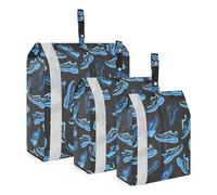 Blue Vector Shoes Pattern Black 3 Piece Packing Travel Bag Empilable Space Saver Travel Bags Storage Bags for Clothes Storage Cabinet for Small Spaces