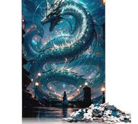 Blue Water Dragon Fantasy Puzzle 1000 Pièces Educa Jouet en Bois Divertissement Créatif Décoration Intérieure Jeu Éducatif Challenge Toy Adultes Et Enfants À Partir De 14 Ans 1000pcs (75x50cm)