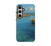 Blue Water Lagoon Landscape - Coque rigide mate - Compatible avec Samsung Galaxy S24