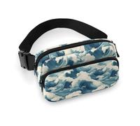 Blue Waves A Print Sac banane pour femme, sac banane tendance