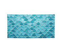 Blue Waves Squama Bannière imprimée en écailles de sirène pour intérieur et extérieur - Bannières et panneaux de fête personnalisés - Toile de fond pour photo - Toile de fond pour entreprise, remise