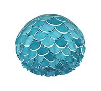 Blue Waves Squama Bonnet de douche réutilisable et imperméable pour homme et femme Bande élastique Double couche Lavable Pour toutes les coiffures Facile à transporter