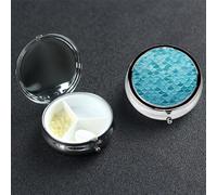 Blue Waves Squama Pilulier rond portable à 3 compartiments pour poche ou sac à main Pilulier hebdomadaire décoratif en métal pour médicaments et vitamines Cadeau de voyage