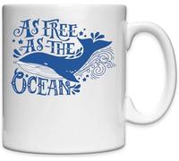 Blue Whale As Free As The Ocean Mug en céramique Blanc
