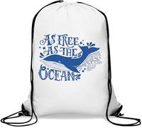 Blue Whale As Free As The Ocean Sac de gym décontracté avec cordon de serrage Blanc