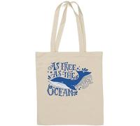Blue Whale As Free As The Ocean Sac fourre-tout en coton naturel Blanc