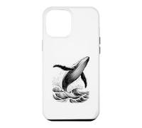 Blue Whale Breaching Ocean Waves Sketch Esthétique Sea Life Coque pour iPhone 12 Pro Max