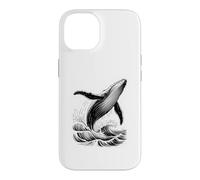 Blue Whale Breaching Ocean Waves Sketch Esthétique Sea Life Coque pour iPhone 14