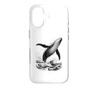 Blue Whale Breaching Ocean Waves Sketch Esthétique Sea Life Coque pour iPhone 17