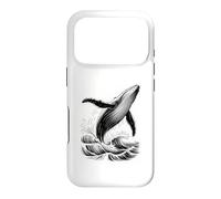 Blue Whale Breaching Ocean Waves Sketch Esthétique Sea Life Coque pour iPhone 17 Pro