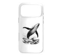 Blue Whale Breaching Ocean Waves Sketch Esthétique Sea Life Coque pour iPhone 17 Pro Max