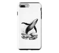 Blue Whale Breaching Ocean Waves Sketch Esthétique Sea Life Coque pour iPhone 7 Plus/8 Plus