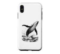 Blue Whale Breaching Ocean Waves Sketch Esthétique Sea Life Coque pour iPhone XS Max