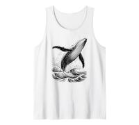 Blue Whale Breaching Ocean Waves Sketch Esthétique Sea Life Débardeur