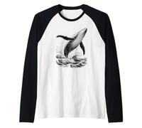 Blue Whale Breaching Ocean Waves Sketch Esthétique Sea Life Manche Raglan
