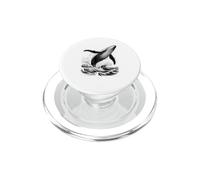 Blue Whale Breaching Ocean Waves Sketch Esthétique Sea Life PopSockets PopGrip pour MagSafe