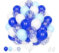 Blue White Balloon, 60 Piece 12 Inch Matte Dunkelblau Pale Blue White Confetti Latex Helium Balloon For Boy Man Birthday Baby Shower Wedding Bridal Shower Engagement Decoration Party