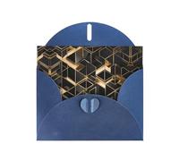 Blue WHJSHOP Carte de vœux à carreaux noirs et dorés 2 impressions - Papier nacré haut de gamme double face effet perle Love Buckle Enveloppe en papier perlé