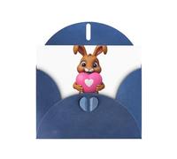 Blue WHJSHOP Carte de vœux avec imprimé lapin marron - Papier nacré double face haut de gamme avec boucle d'amour et enveloppe en papier nacré