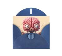 Blue WHJSHOP Carte de vœux imprimée cerveau humain - Papier nacré double face haut de gamme effet perle avec boucle d'amour et enveloppe en papier perlé
