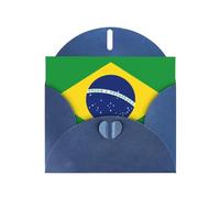 Blue WHJSHOP Carte de vœux imprimée drapeau du Brésil - Papier nacré double face haut de gamme Effet perle Love Buckle Enveloppe en papier perlé