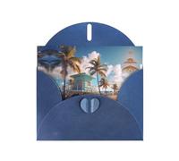 Blue WHJSHOP Carte de vœux imprimée Miami Beach, Floride - Papier nacré double face haut de gamme Effet perle Love Buckle Enveloppe en papier perlé