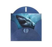 Blue WHJSHOP Carte de vœux Motif requin Blanc Papier nacré double face Effet nacré