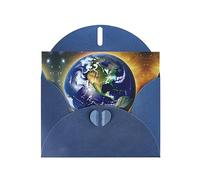 Blue WHJSHOP Carte de vœux Motif Terre cosmique - Papier nacré double face haut de gamme Effet perle Love Buckle Enveloppe en papier perlé