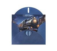 Blue WHJSHOP Carte de vœux Motif train de chemin de fer Idéal pour l'hiver et Noël Avec boucle et enveloppe en papier nacré double face