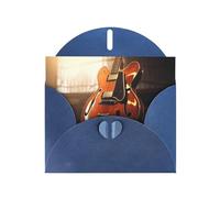 Blue WHJSHOP Carte de vœux vintage avec impression guitare - Papier nacré haut de gamme avec effet nacré double face