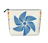 Blue Windmill Art Trousse de maquillage légère en lin synthétique