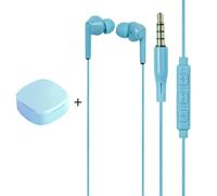 Blue with Box Écouteurs intra-auriculaires filaires de 3.5mm, oreillettes de sport, stéréo basse, avec boîte, mains libres, musique, casque avec micro, pour iPhone, Samsung, Mobile, PC ""Nipseyteko
