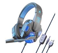 Blue with light Casque de jeu avec Microphone stéréo, basse profonde, pour PS4, téléphone, PC portable, Xbox One, nintendo Switch, iPad ""Nipseyteko