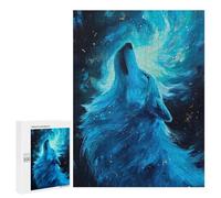 Blue Wolf Howling at Moon - Puzzle pour Adultes, 500 PCS, Cadeau pour Passionné De Puzzles - pour Un Défi Gratifiant Le W nd