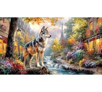 Blue-Wolf-Under-Moonlight Puzzle 1000 pièces Papier recyclé Extremement Difficile Idée Cadeau Parfaite pour Adultes Défi de Jeu éducatif 38x52/1000 pièces