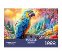 Blue-Yellow Macaw on Branch with Blooms Puzzle De 1000 Pièces Parrot Parfait pour Hommes, Femmes, Personnes Âgées Et Seniors 70x50cm/1000pcs