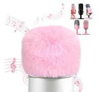 Blue Yeti Bonnette Micro Anti Vent, Mousse Micro en Fourrure Anti Pop, Filtre Anti-Pop Compatible avec Micro Razer Seiren Mini/Seiren V3 Mini/V2 X, Yeti X, Fifine AM8, HyperX SoloCast, Rose