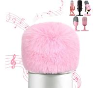 Blue Yeti Bonnette Micro Anti Vent, Mousse Micro En Fourrure Anti Pop, Filtre Anti-Pop Compatible Avec Micro Razer Seiren Mini/Seiren V3 Mini/V2 X, Yeti X, Fifine Am8, Hyperx Solocast, Rose[X1603]