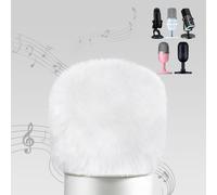 Blue Yeti Bonnette Micro Anti Vent,Mousse Micro en Fourrure Filtre Anti Pop Compatible avec Micro Razer Seiren Mini/V3 Mini/V2 X,Yeti X,Fifine AM8,HyperX SoloCast,Bonnette ASMR Blanc