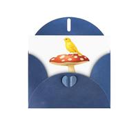 Blue YYHWHJDE Canari sur un champignon imprimé carte de vœux 15,2 x 10,2 cm - Design tendance et unique pour diverses occasions