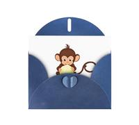 Blue YYHWHJDE Carte de vœux imprimée Little Monkey eating oignon 15,2 x 10,2 cm - Design tendance et unique pour diverses occasions