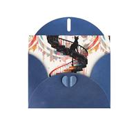 Blue YYHWHJDE Carte de vœux Motif chat noir sur l'escalier en colimaçon 15,2 x 10,2 cm - Design tendance et unique pour diverses occasions