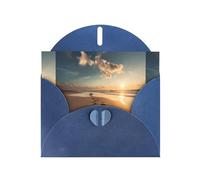 Blue YYHWHJDE Footprints on the beach Prints Carte de vœux 15,2 x 10,2 cm - Design tendance et unique pour diverses occasions