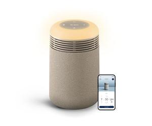 BLUEAIR Purificateur d’air Mini Restful pour chambre - Réveil Sunrise avec filtration HEPASilent™, lumière d’aube, application et port USB-C - Purifie l’air, soutient le rythme circadien - Beige