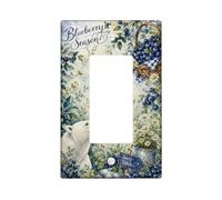 Blueberry Couvercle d'interrupteur à bascule simple, panier en forme d'ours rustique en plastique bleu d'été, taille standard, pour décoration de maison, salon, chambre à coucher, salle de bain