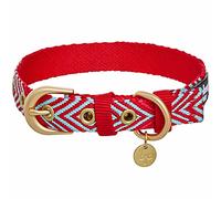 Blueberry Pet Collier pour chien réglable avec boucle en métal, motif pastille tribale du sud-ouest rouge 43-52 cm
